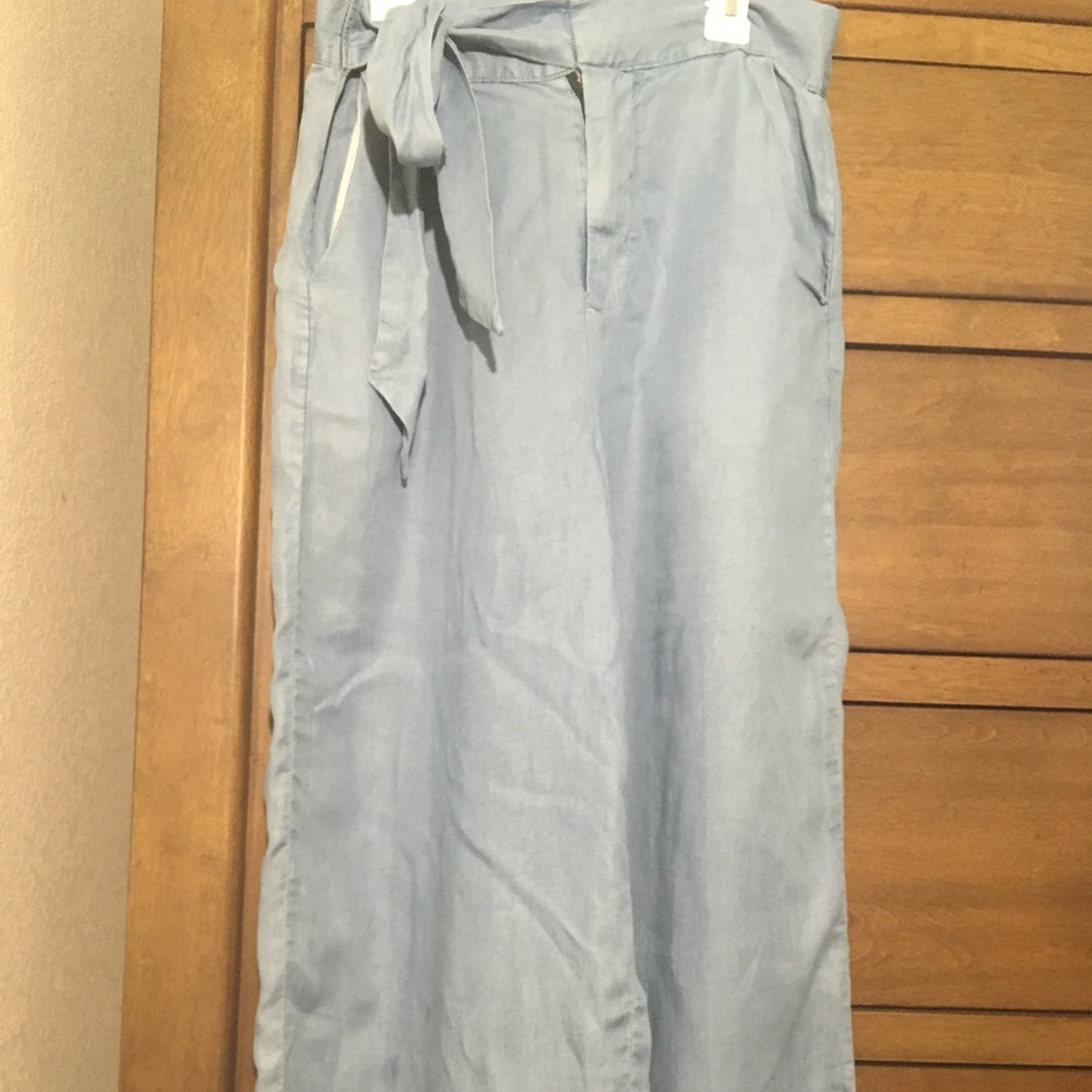 Blue wide bottom pants